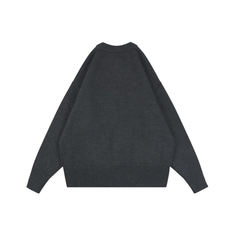 Grey Heart Knit Cardigan – Charcoal Button-Up Sweater view