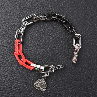 Louis Vuitton LV Monogram Chain Bracelet Black Red