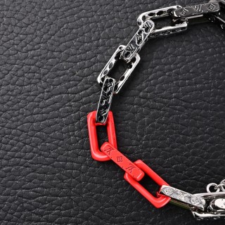 Louis Vuitton LV Monogram Chain Bracelet Black Red view 2