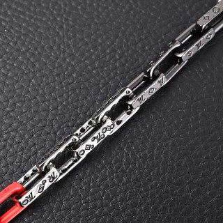 Louis Vuitton LV Monogram Chain Bracelet Black Red view 3