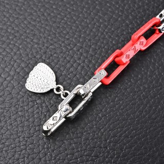 Louis Vuitton LV Monogram Chain Bracelet Black Red view 5