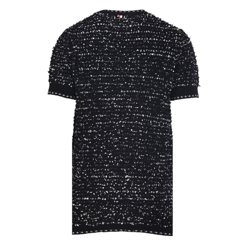 Black Sequin Short Sleeve T-Shirt with Studded Trim view