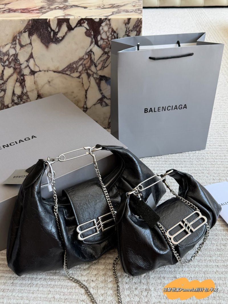 Balenciaga Pamela Pin Bag Black Leather