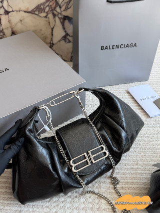 Balenciaga Pamela Pin Bag Black Leather view 3