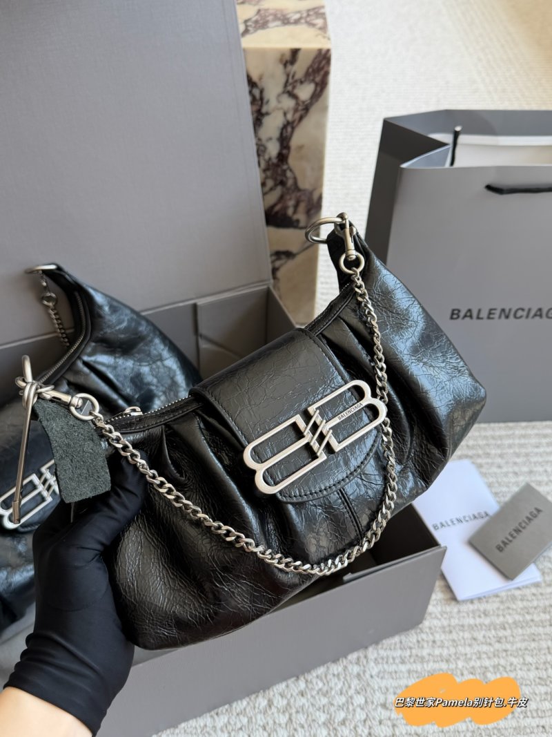 Balenciaga Pamela Pin Bag Black Leather view