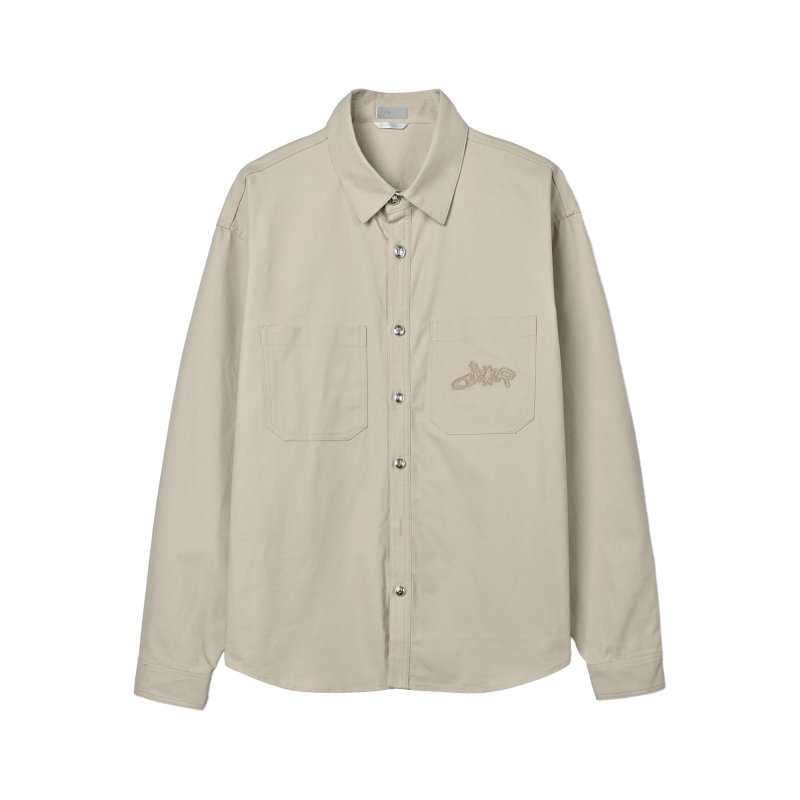 Beige Corduroy Button-Up Shirt view