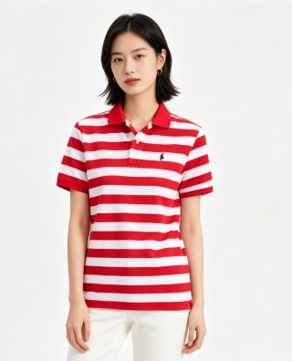 Polo Ralph Lauren Women's Red & White Striped Polo Shirt