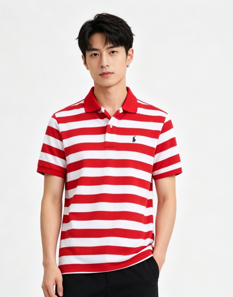 Polo Ralph Lauren Women's Red & White Striped Polo Shirt view