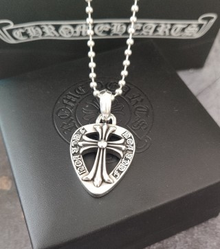 Chrome Hearts Cross Shield Sterling Silver Pendant Necklace