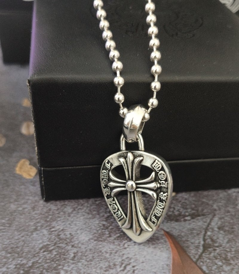 Chrome Hearts Cross Shield Sterling Silver Pendant Necklace view