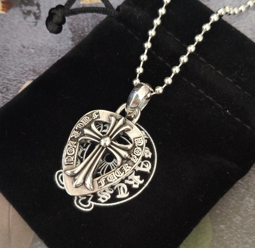 Chrome Hearts Cross Shield Sterling Silver Pendant Necklace view