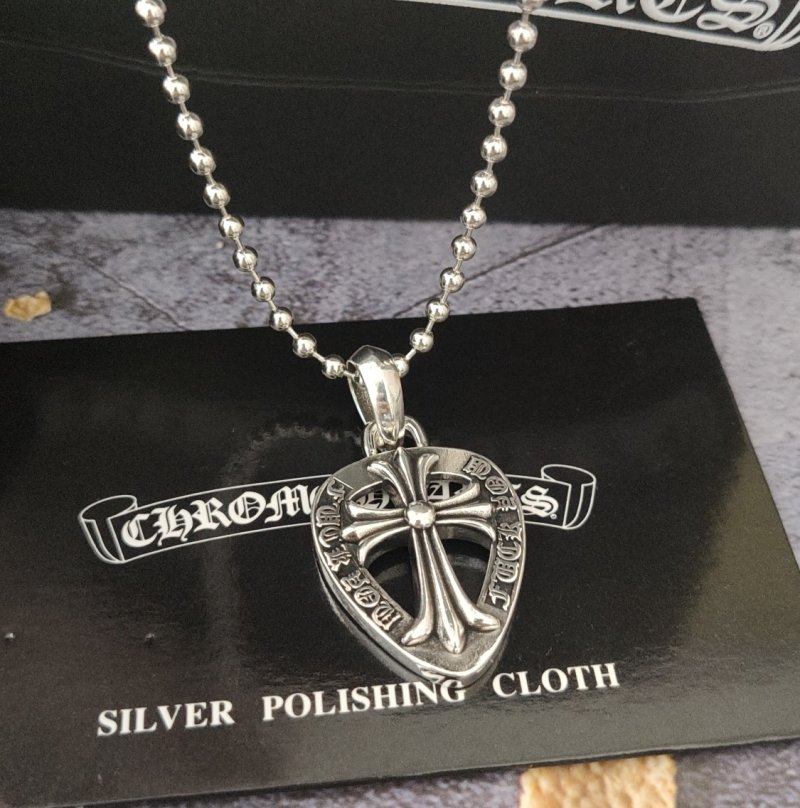 Chrome Hearts Cross Shield Sterling Silver Pendant Necklace view