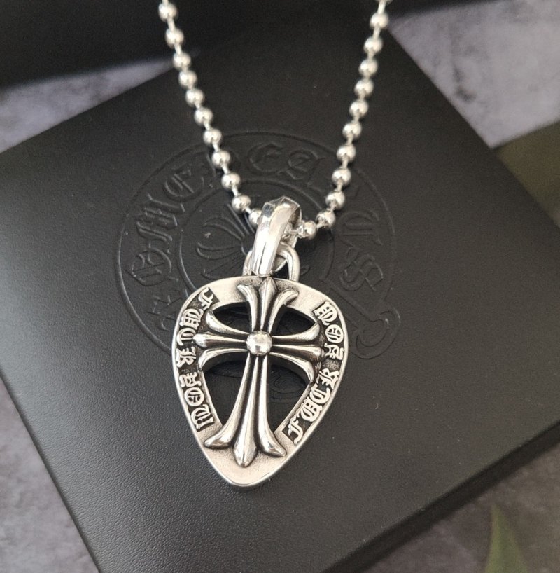 Chrome Hearts Cross Shield Sterling Silver Pendant Necklace view
