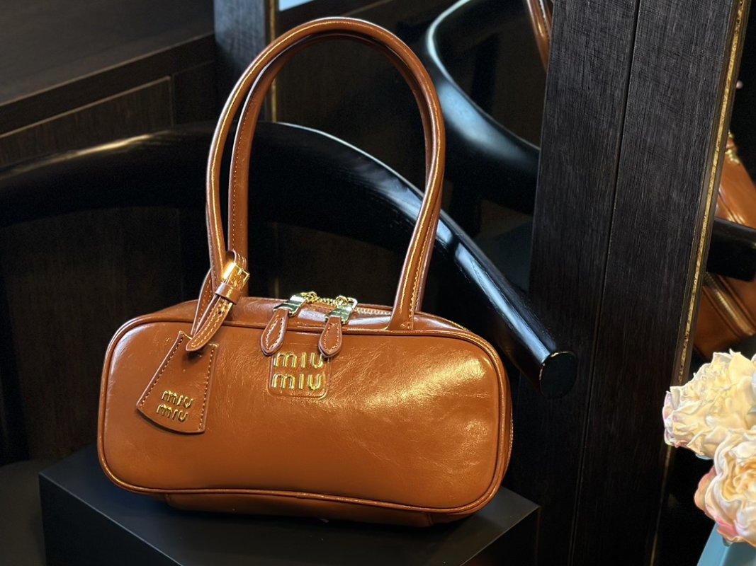 Miu Miu Softy Padded Bowling Bag - Cognac Brown