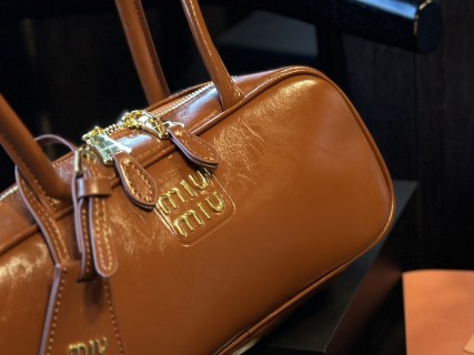 Miu Miu Softy Padded Bowling Bag - Cognac Brown view 3