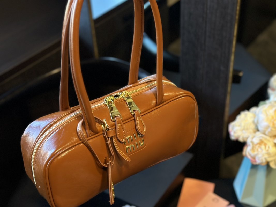 Miu Miu Softy Padded Bowling Bag - Cognac Brown view