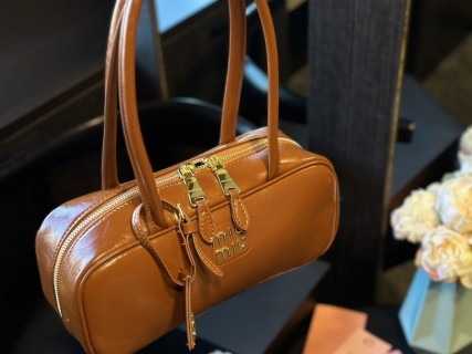 Miu Miu Softy Padded Bowling Bag - Cognac Brown view 4