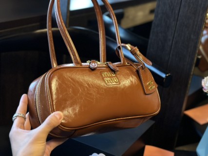 Miu Miu Softy Padded Bowling Bag - Cognac Brown view 5