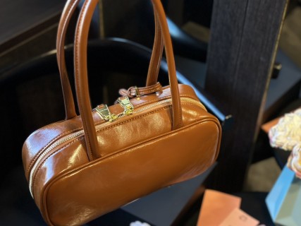 Miu Miu Softy Padded Bowling Bag - Cognac Brown view 7