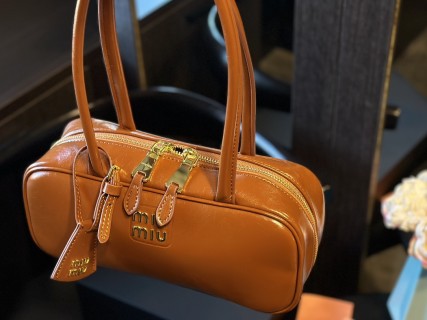 Miu Miu Softy Padded Bowling Bag - Cognac Brown view 8