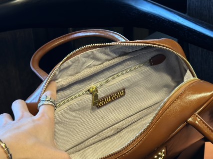 Miu Miu Softy Padded Bowling Bag - Cognac Brown view 9