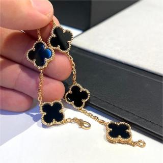 Van Cleef & Arpels Vintage Alhambra Gold Black Onyx Bracelet view 8