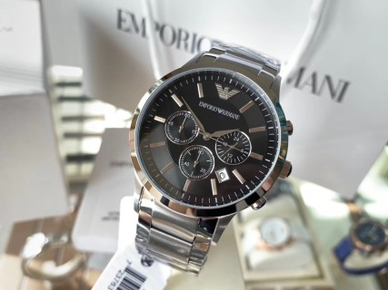 Emporio Armani AR2434 Chronograph Black Steel Watch 43mm view 2