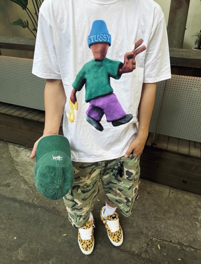 Stüssy White Graphic Cartoon T-Shirt