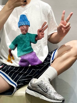 Stüssy White Graphic Cartoon T-Shirt view 5