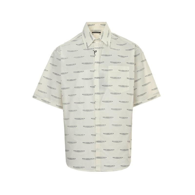 White Monogram Print Oversized Short Sleeve Shirt view