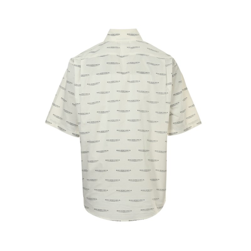 White Monogram Print Oversized Short Sleeve Shirt view