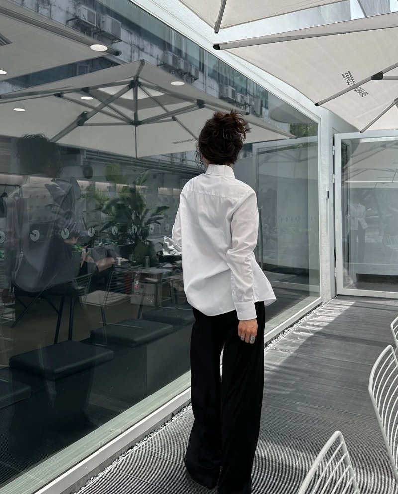 Prada White Long-Sleeve Button-Up Shirt view