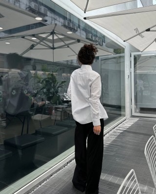 Prada White Long-Sleeve Button-Up Shirt view 8