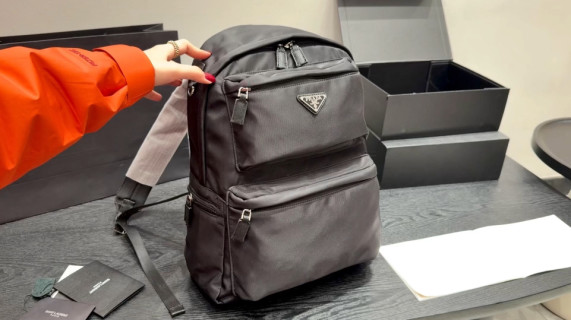 Prada Black Nylon Backpack with Triangle Logo