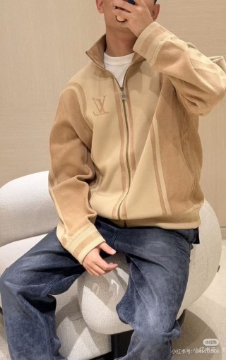 Louis Vuitton Monogram Cream Wool Bomber Jacket view 2