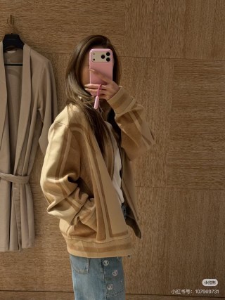 Louis Vuitton Monogram Cream Wool Bomber Jacket view 9