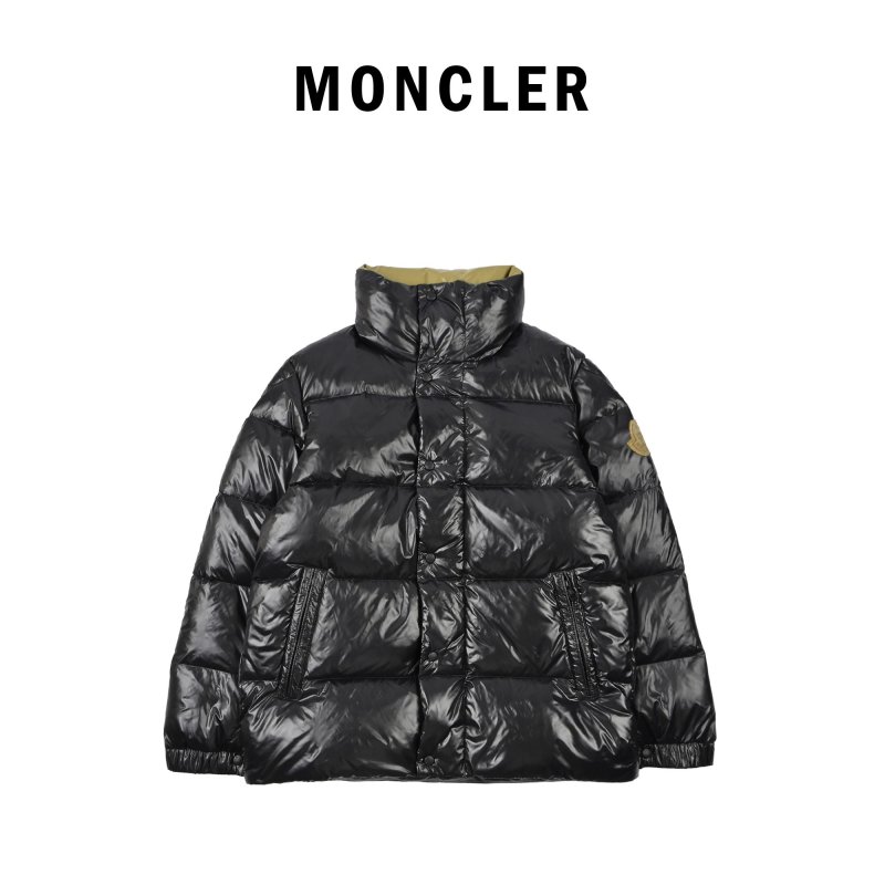 Black Puffer Down Jacket with Gold Badge view