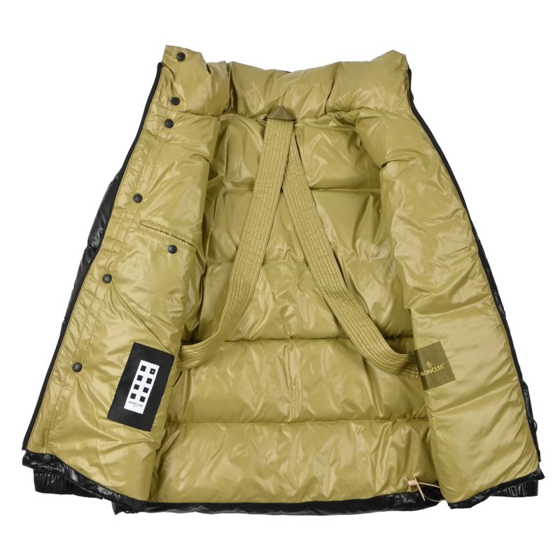 Black Puffer Down Jacket with Gold Badge view