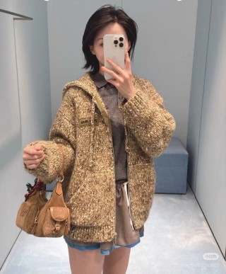 Beige Tweed Textured Oversized Jacket
