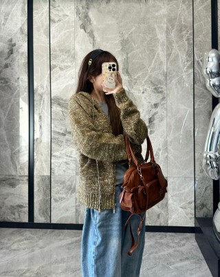 Beige Tweed Textured Oversized Jacket view 5