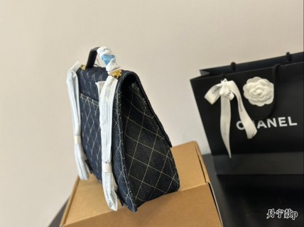 Chanel 22K Quilted Denim Backpack Black view 2