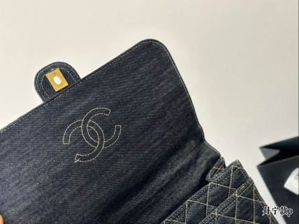 Chanel 22K Quilted Denim Backpack Black view 3