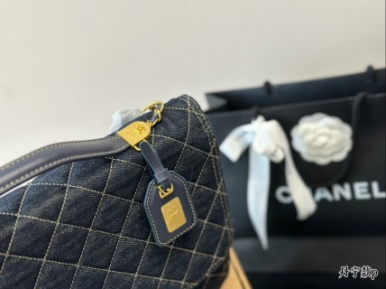 Chanel 22K Quilted Denim Backpack Black view 4