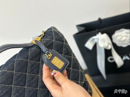 Chanel 22K Quilted Denim Backpack Black view 5