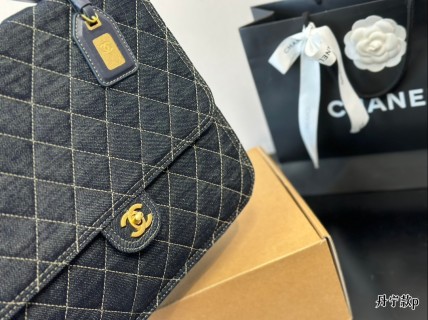 Chanel 22K Quilted Denim Backpack Black view 6