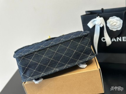 Chanel 22K Quilted Denim Backpack Black view 7