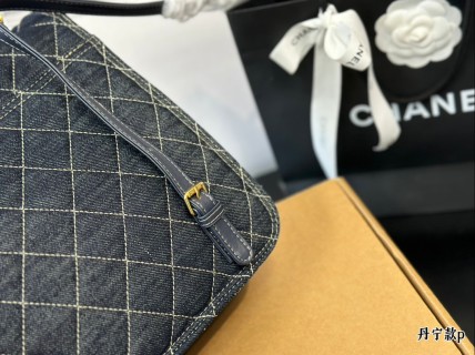 Chanel 22K Quilted Denim Backpack Black view 8