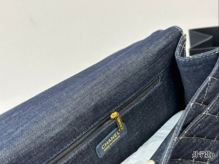 Chanel 22K Quilted Denim Backpack Black view 9
