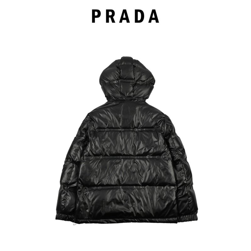 Prada Cream Puffer Down Jacket with Triangle Logo view