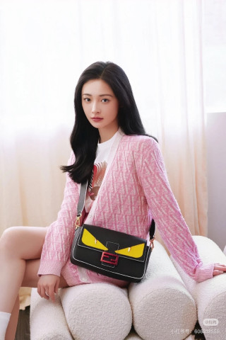 Fendi Bag Eyes Black Yellow Leather Shoulder Bag view 2